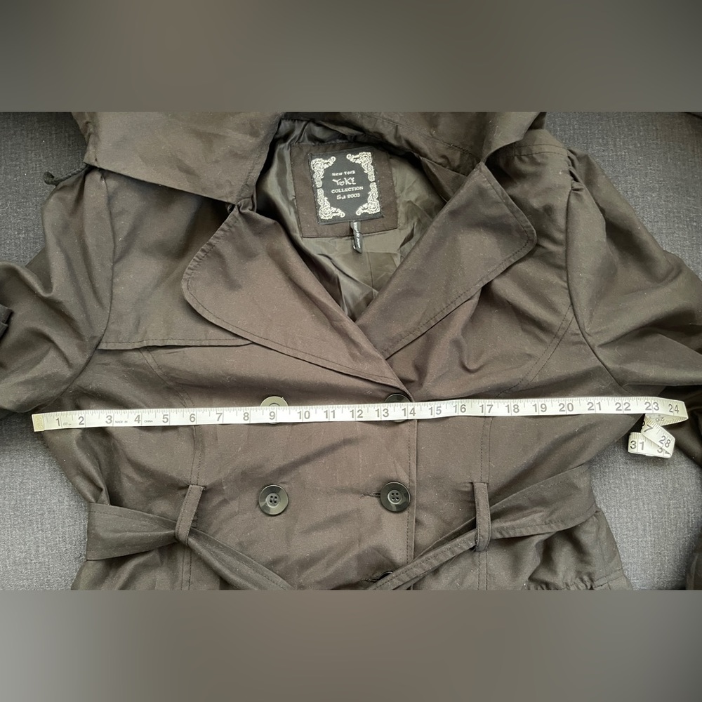 Black New York Yoki Trench‎ Coat - XL Juniors - Picture 5 of 9